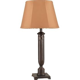 Royce Lighting RLT5141/1-21 Brookhaven Collection Single-Light Indoor/Outdoor Table Lamp, Ochre Fabric Shades, Grecian Bronze Finish