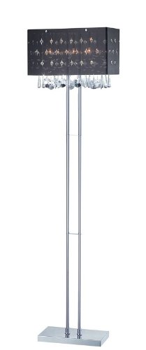 Floor Lamp Dark Smoke Acrylic Shade with Crystal Pendants