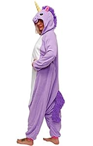 Ikerenwedding Kigurumi Purple Unicorn Pajamas Halloween Cosplay Unisex Valentine's Costume L