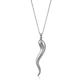 Lucky Italian Horn Sterling Silver Pendant Necklace – Ideal Gift For Mother Day, Anniversary, Engagement, Wedding, Birthday, For Her