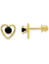 MadiK® Childrens 14K Yellow Gold 3mm Sapphire Birthstone Heart Post Earrings