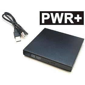 PWR+ Extra Slim External USB CD/DVD Drive Writer/Burner for Acer Aspire One, Sony Vaio P, SamSung Netbooks