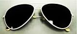 New (Unisex Mens Ladies) White Frame Black Lense Aviator Sunglasses with Clot...