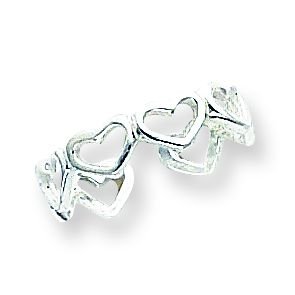 Sterling Silver Cut-out Hearts Toe Ring