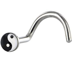 Surgical Steel Black and White YIN YANG Logo Nose Ring