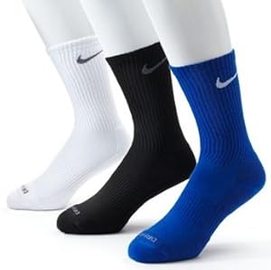 Nike Dri-FIT Half-Cushion Crew Socks (Large, Royal/White/Black)