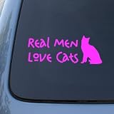 REAL MEN LOVE CATS - Cat Vinyl Car Decal Sticker #1549 | Vinyl Color: Pink