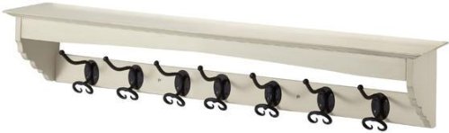 French Country Coat Rack - 7-HOOK - ANTIQUE WHITE