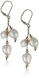 Margo Morrison New York White Freshwater Three-Pearl Earring, 1.5