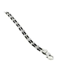 Officina Bernardi Silver and Black 2-Row Tube Bracelet