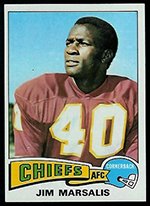 1975 Topps Regular (Football) Card# 103 Jim Marsalis of the Kansas City Chiefs VGX Condition