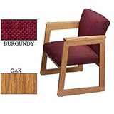 Flared Arm Chair Oak Burgundy With Casters