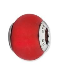 Sterling Silver Red Matte Italian Murano Charm