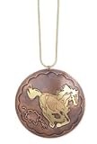 ZAD Large Round Horse Running Charm Necklace Rose and Yellow Gold Tone