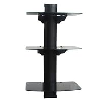 Triple Glass Shelves Dvd Dvr Component Wall Mount Shelf with Cable Management System
