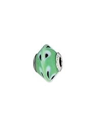 Sterling Silver Lt Green with Black Dots Italian Murano Glass Charm