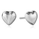 Sterling Silver Puffed Heart Post Earrings
