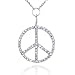 14K White Gold Peace Sign Diamond Pendant w/ Necklace