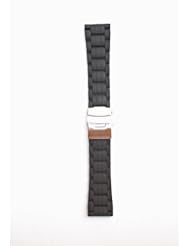 Toscana 24mm Flat President Style Rubber/Silicone Watchband with S/S Deployment Buckle - Black