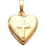 14K Yellow Gold Heart Shaped Cross Locket