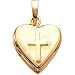 14K Yellow Gold Heart Shaped Cross Locket