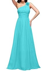 Floor Length Natural   Waistline Chiffon One Shoulder Bridesmaid Dress 