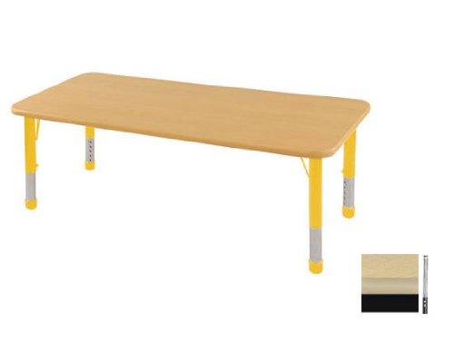 24x72 Rectangular Adjustable Activity Table in Maple Edge Banding: Maple, Leg Color: Black, Leg Style: Toddler Leg Standard Nylon Glides