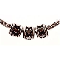 Silver Plated Spacer Bead Fits Pandora Heart, 9mm (3)