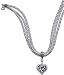 Western Bridal 3 Strand Pearl Necklace with Heart Charm