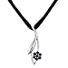 10k White Gold Black Diamond Flower