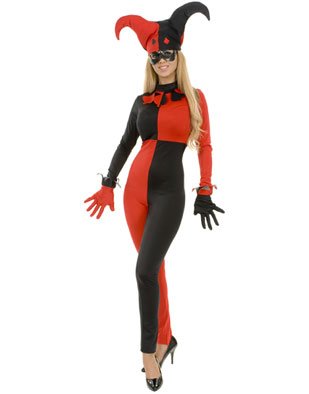 Women's Small 5-7 Sexy Red & Black Harlequin Costume