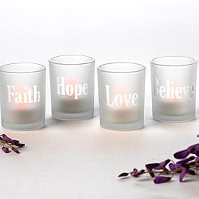 Flameless Tealight Candles with Glass Votive Set of 4 by Get Organized