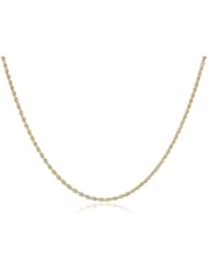Duragold 14k Yellow Gold Solid Rope Chain Necklace (1.0mm ), 18"