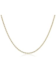 Duragold 14k Yellow Gold Solid Rope Chain Necklace (1.0mm ), 18"