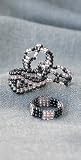 The Beadery - Jewelry Ring Kit - Seed Bead - Black and Mauve