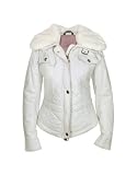 Forzieri Detachable Fur Collar Cream Quilted Leather Jacket