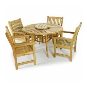 70159 5pc Grand Hyatt 4 Foot Round Veranda Teak Dining Set