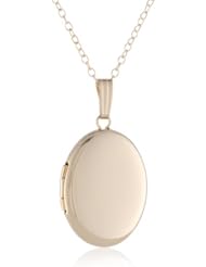 10k Gold Polished Oval Locket Necklace, 18"