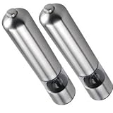 Shef - 2 x Electronic Motorised Salt & Pepper Mill Grinder - Stainless Steel