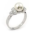 CZ 6 Stone Ring With Pearl Center