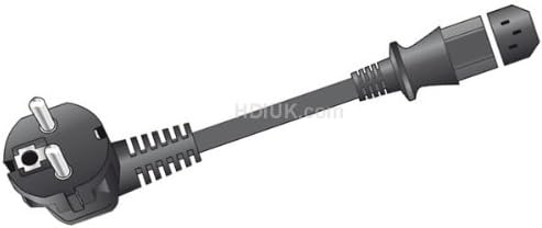 5m Euro Schuko plug to IEC socket lead 10A Black Power mains AC Cable for France, Germany and other EU countries. PC, TV, Fax, Printer office cable