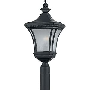 Quoizel DE9256K Devon 23-Inch Medium Post Lantern with Linear Frosted Glass, Mystic Black by 