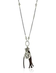 Love Heals Miles Plated Chain with Leather and White Bronze Charms Necklace