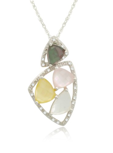 Sterling Silver Geometric Quartz and Mother-Of-Pearl 
