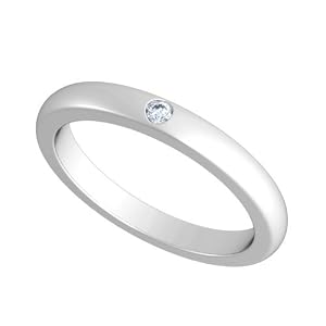 14k White Gold Bezel set Diamond Wedding Band Ring (G-H/SI, 0.03 ct.), 5