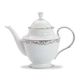 Lenox Coronet Platinum Bone China Teapot by Lenox