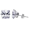 Nickel Free 3mm Princess Cut Clear Cubic Zirconia .925 Sterling Silver Post Stud Earrings