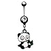 Clear Jeweled Panda Sitting Eating Plant Belly Ring - 14g (1.6mm), 3/8" (10mm) Length - Sold Individually