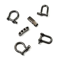Cosmos ® Gun Metal Color Stainless Steel D/Bow Shackles + 4 Holes Adjuster for Survival Bracelets Strap by Cosmos