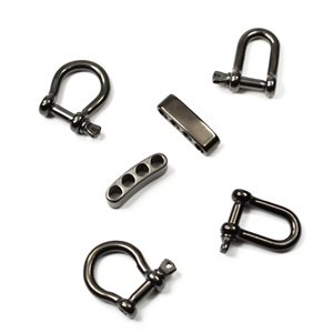 Cosmos ® 2 Sets Gun Metal Color Stainless Steel U/Bow Shackles + 4 Holes Adjuster for Survival Bracelets Strap